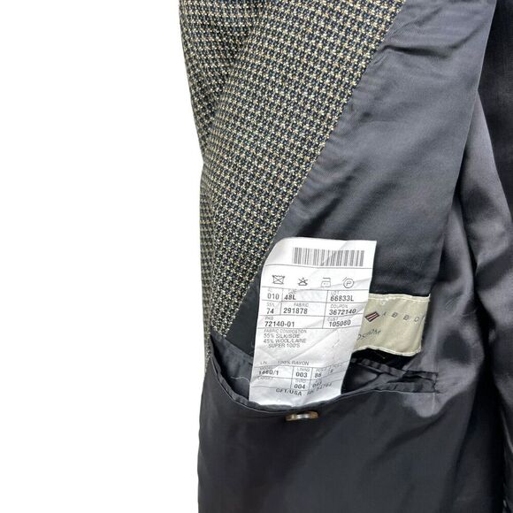 Joseph Abboud Mens Sport Coat Blazer Silk‎ Wool Super 100's Houndstooth Size 48L - Picture 5 of 7